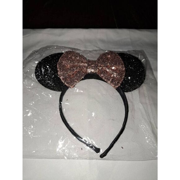 Minnie Mouse Ear Headband Black Pink White Embellish Costume Vacation Birthday - Picture 1 of 4